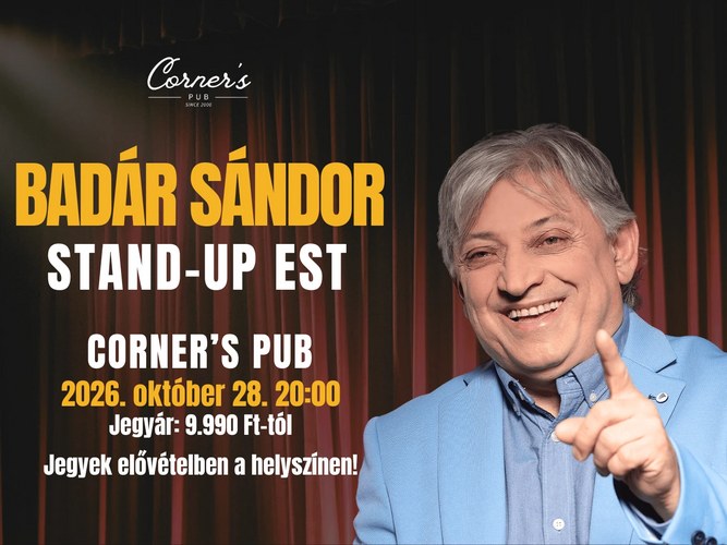 Badár Sándor stand-up est — 2026. október 28. – Corner’s Pub